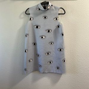 Evil Eye Mock Turtle Neck Sleeveless Dress